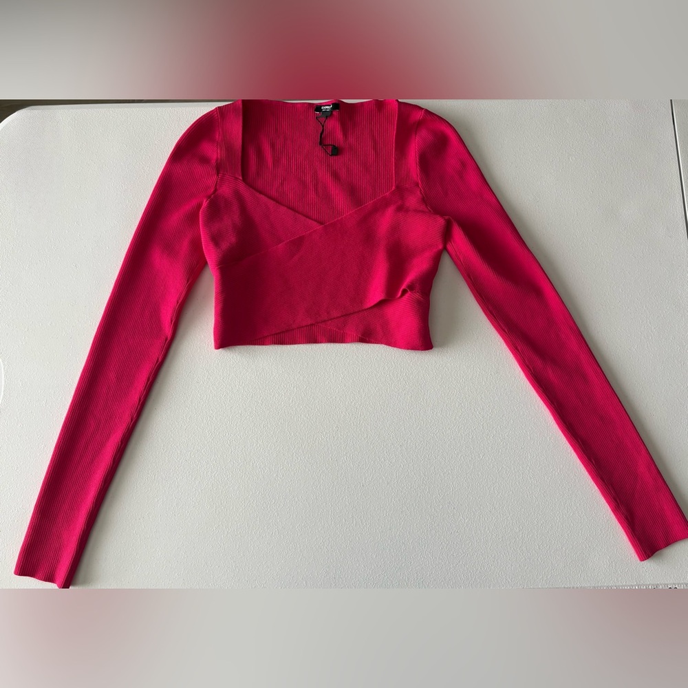 NWT Small Express Fuschia Ribbed Body Contour‎ Long Sleeve Top
